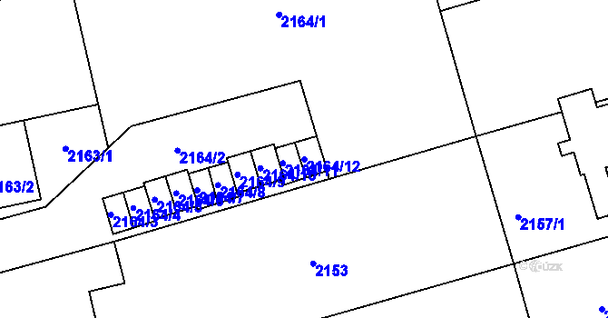 Parcela st. 2164/12 v KÚ Prostřední Suchá, Katastrální mapa