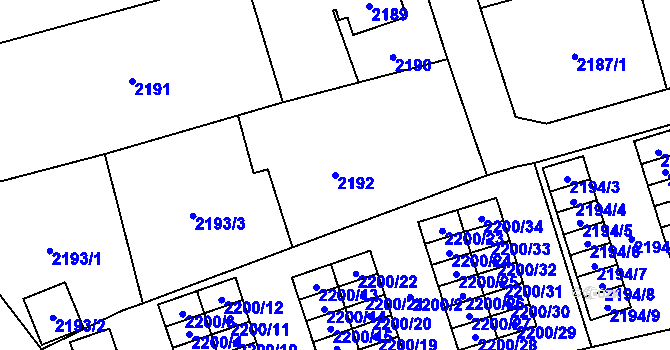 Parcela st. 2192 v KÚ Prostřední Suchá, Katastrální mapa