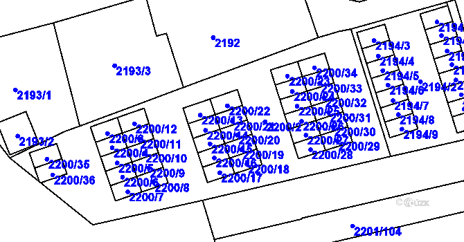 Parcela st. 2200/21 v KÚ Prostřední Suchá, Katastrální mapa