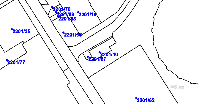 Parcela st. 2201/10 v KÚ Prostřední Suchá, Katastrální mapa