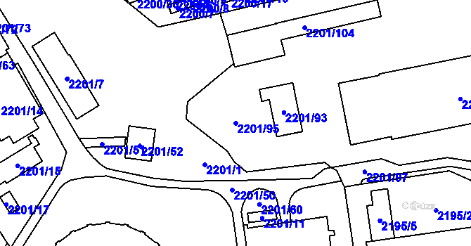 Parcela st. 2201/95 v KÚ Prostřední Suchá, Katastrální mapa