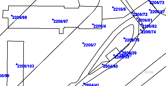 Parcela st. 2206/7 v KÚ Prostřední Suchá, Katastrální mapa