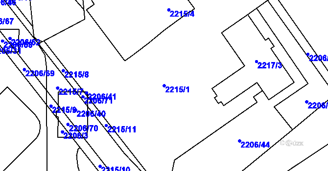 Parcela st. 2215/1 v KÚ Prostřední Suchá, Katastrální mapa