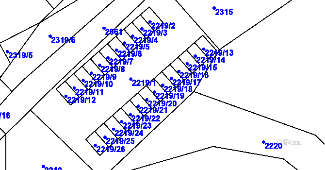 Parcela st. 2219/18 v KÚ Prostřední Suchá, Katastrální mapa