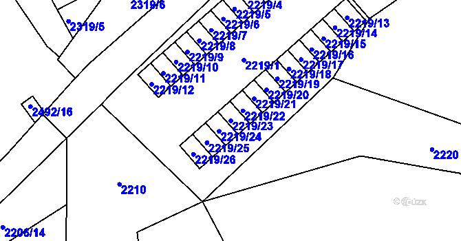 Parcela st. 2219/23 v KÚ Prostřední Suchá, Katastrální mapa