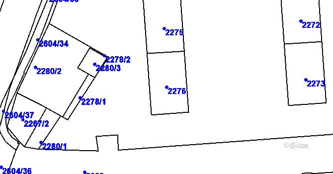 Parcela st. 2276 v KÚ Prostřední Suchá, Katastrální mapa