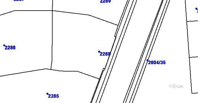 Parcela st. 2288 v KÚ Prostřední Suchá, Katastrální mapa