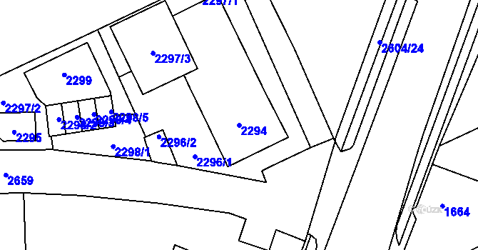 Parcela st. 2294 v KÚ Prostřední Suchá, Katastrální mapa