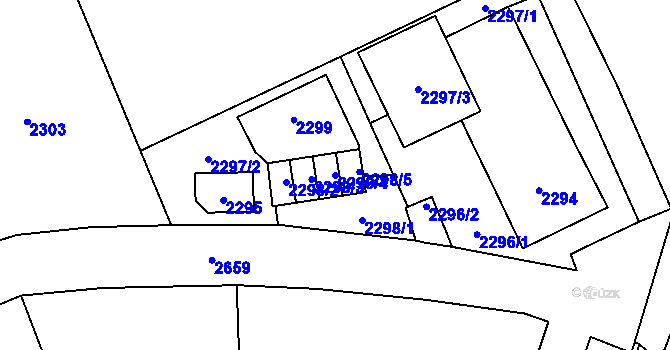 Parcela st. 2298/4 v KÚ Prostřední Suchá, Katastrální mapa