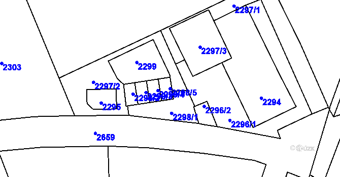 Parcela st. 2298/5 v KÚ Prostřední Suchá, Katastrální mapa