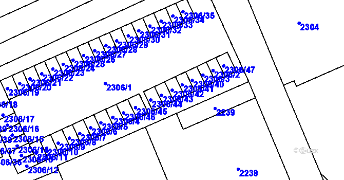 Parcela st. 2306/42 v KÚ Prostřední Suchá, Katastrální mapa