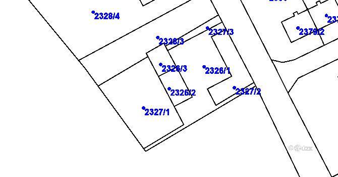 Parcela st. 2326/2 v KÚ Prostřední Suchá, Katastrální mapa