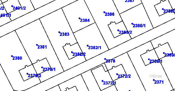 Parcela st. 2382/1 v KÚ Prostřední Suchá, Katastrální mapa