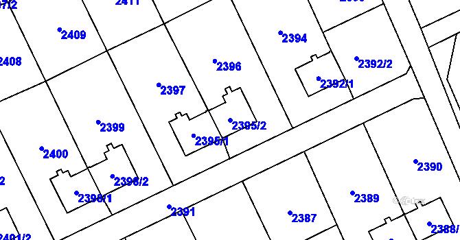 Parcela st. 2395/2 v KÚ Prostřední Suchá, Katastrální mapa