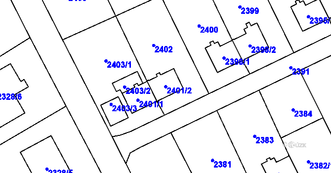Parcela st. 2401/2 v KÚ Prostřední Suchá, Katastrální mapa