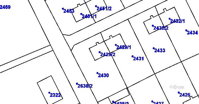 Parcela st. 2429/2 v KÚ Prostřední Suchá, Katastrální mapa