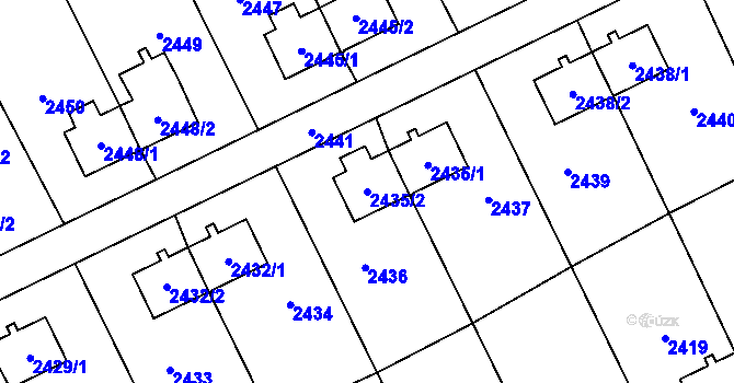 Parcela st. 2435/2 v KÚ Prostřední Suchá, Katastrální mapa