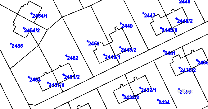 Parcela st. 2448/1 v KÚ Prostřední Suchá, Katastrální mapa