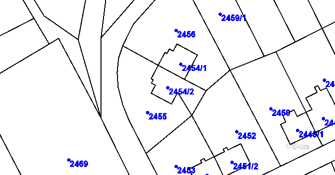 Parcela st. 2454/2 v KÚ Prostřední Suchá, Katastrální mapa