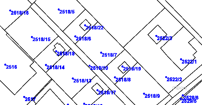 Parcela st. 2518/7 v KÚ Prostřední Suchá, Katastrální mapa