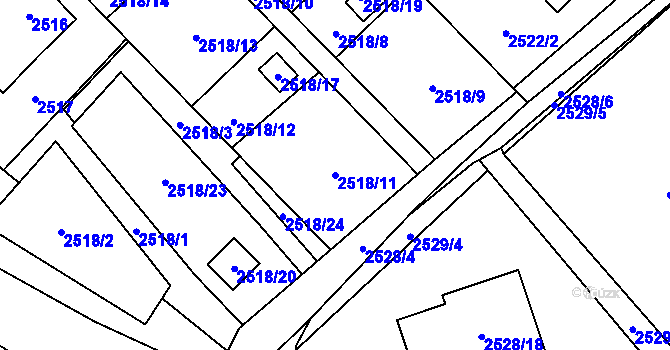 Parcela st. 2518/11 v KÚ Prostřední Suchá, Katastrální mapa