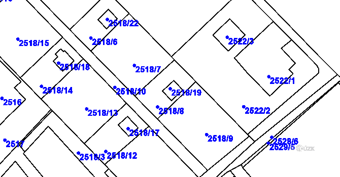 Parcela st. 2518/19 v KÚ Prostřední Suchá, Katastrální mapa
