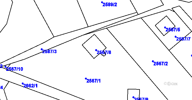 Parcela st. 2567/8 v KÚ Prostřední Suchá, Katastrální mapa