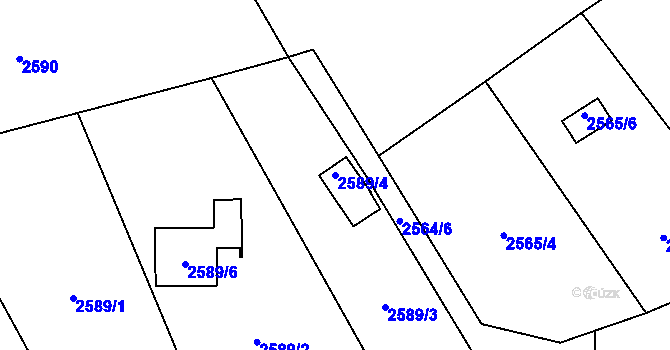 Parcela st. 2589/4 v KÚ Prostřední Suchá, Katastrální mapa
