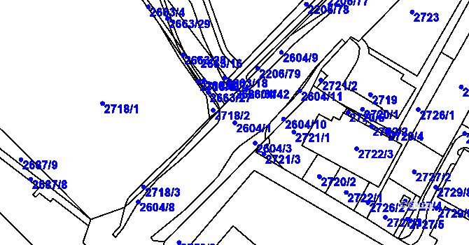 Parcela st. 2604/1 v KÚ Prostřední Suchá, Katastrální mapa