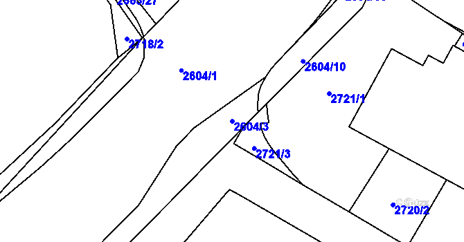 Parcela st. 2604/3 v KÚ Prostřední Suchá, Katastrální mapa
