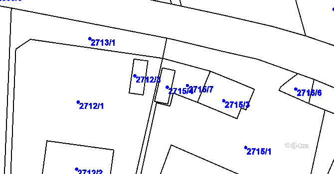 Parcela st. 2715/4 v KÚ Prostřední Suchá, Katastrální mapa