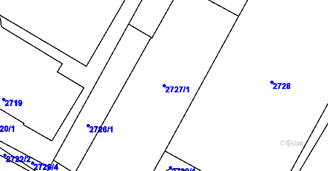 Parcela st. 2727/1 v KÚ Prostřední Suchá, Katastrální mapa