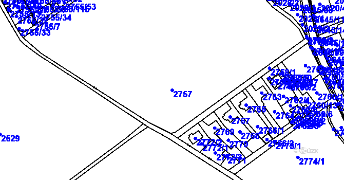 Parcela st. 2757 v KÚ Prostřední Suchá, Katastrální mapa