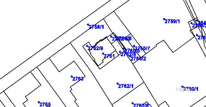 Parcela st. 2761 v KÚ Prostřední Suchá, Katastrální mapa