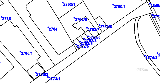 Parcela st. 2762/4 v KÚ Prostřední Suchá, Katastrální mapa