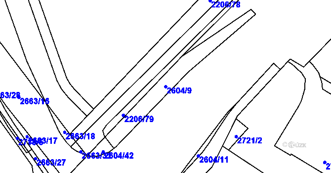 Parcela st. 2604/9 v KÚ Prostřední Suchá, Katastrální mapa