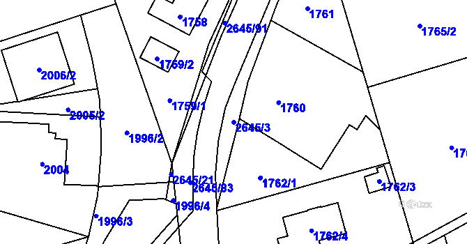 Parcela st. 2645/3 v KÚ Prostřední Suchá, Katastrální mapa