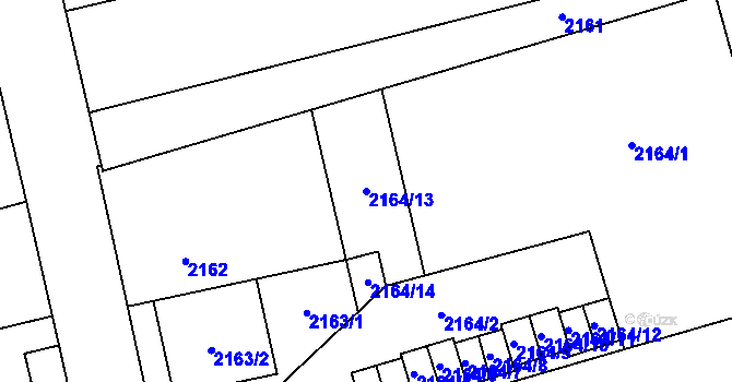 Parcela st. 2164/13 v KÚ Prostřední Suchá, Katastrální mapa