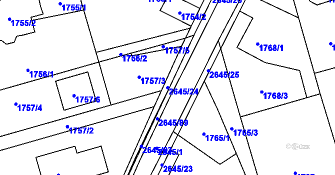 Parcela st. 2645/24 v KÚ Prostřední Suchá, Katastrální mapa