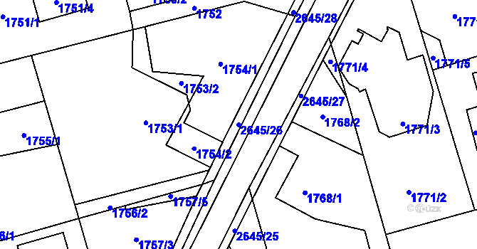 Parcela st. 2645/26 v KÚ Prostřední Suchá, Katastrální mapa