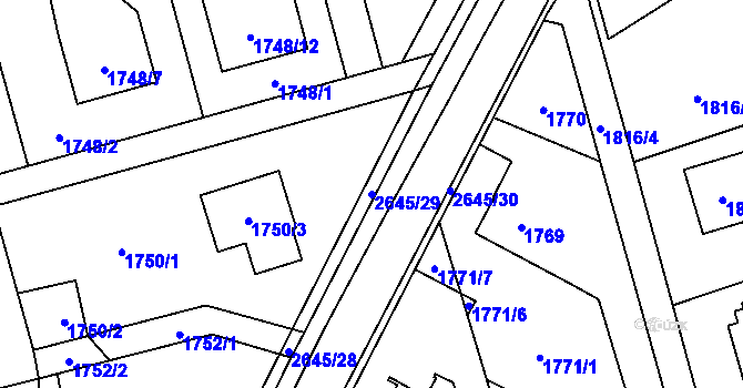 Parcela st. 2645/29 v KÚ Prostřední Suchá, Katastrální mapa