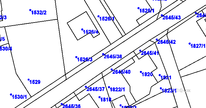 Parcela st. 2645/38 v KÚ Prostřední Suchá, Katastrální mapa