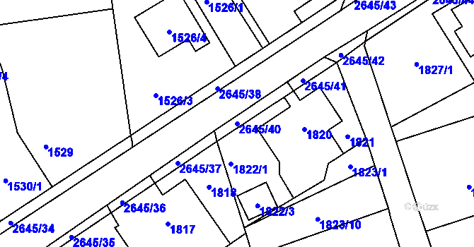 Parcela st. 2645/40 v KÚ Prostřední Suchá, Katastrální mapa