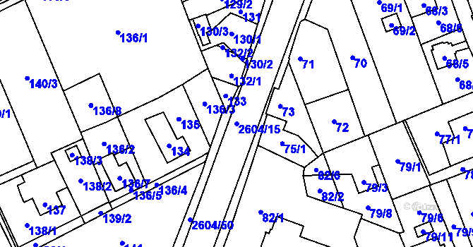 Parcela st. 2604/15 v KÚ Prostřední Suchá, Katastrální mapa