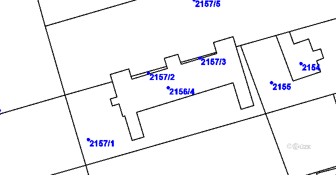 Parcela st. 2156/4 v KÚ Prostřední Suchá, Katastrální mapa
