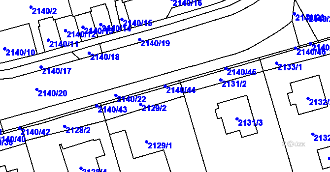 Parcela st. 2140/44 v KÚ Prostřední Suchá, Katastrální mapa