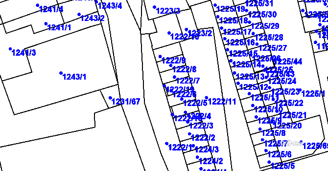 Parcela st. 1222/19 v KÚ Prostřední Suchá, Katastrální mapa
