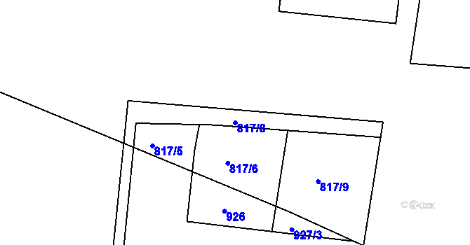 Parcela st. 817/8 v KÚ Prostřední Suchá, Katastrální mapa