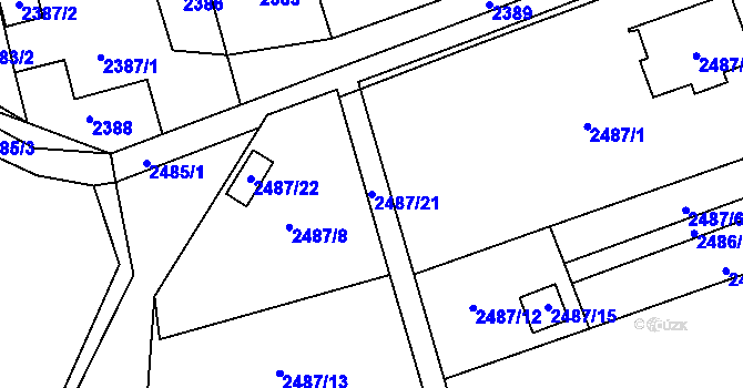 Parcela st. 2487/21 v KÚ Dolní Suchá, Katastrální mapa