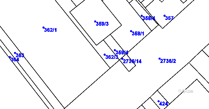 Parcela st. 362/3 v KÚ Dolní Suchá, Katastrální mapa